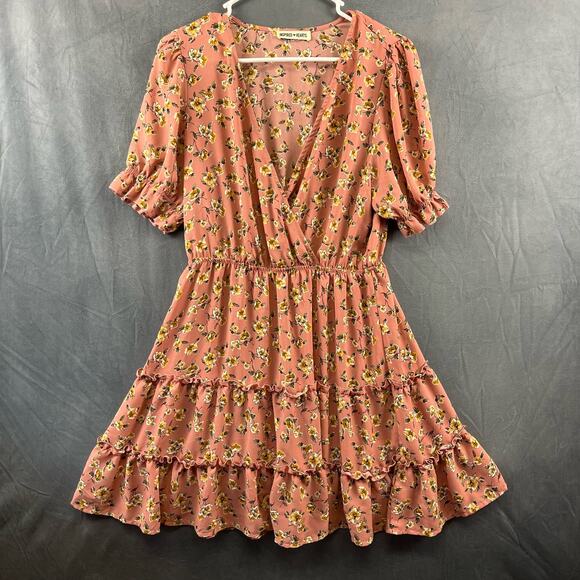Y2K Flowy Cottage Floral Sexy Cleavage Ruffle Dress Inspired Hearts Dress - Picture 1 of 8
